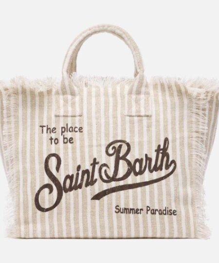 Borsa MC2 Saint Barth in tela di lino Colette Linen Stripes V 11
