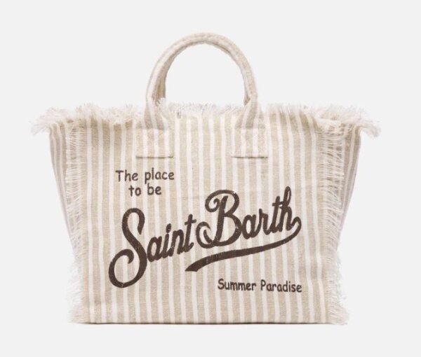 Borsa MC2 Saint Barth in tela di lino Colette Linen Stripes V 11