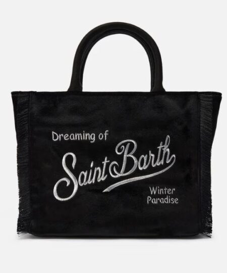Borsa donna MC2 Saint Barth a mano Colette Velvet in velluto - NERO