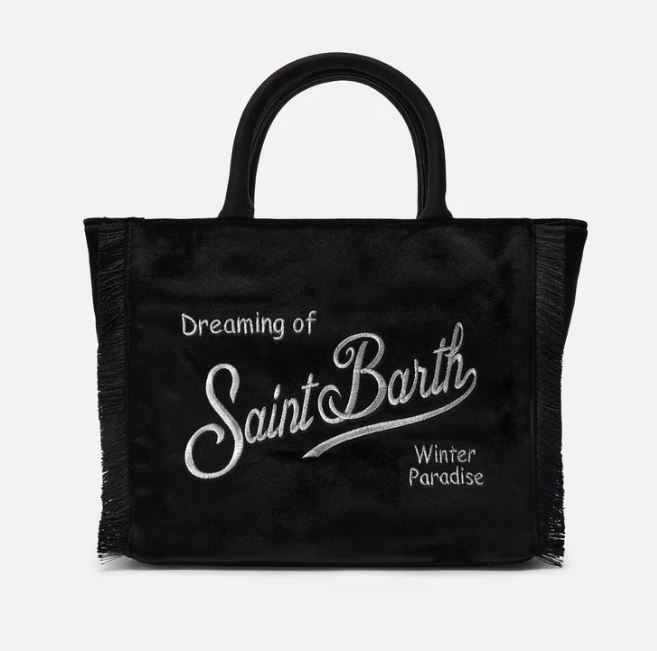 Borsa donna MC2 Saint Barth a mano Colette Velvet in velluto - NERO