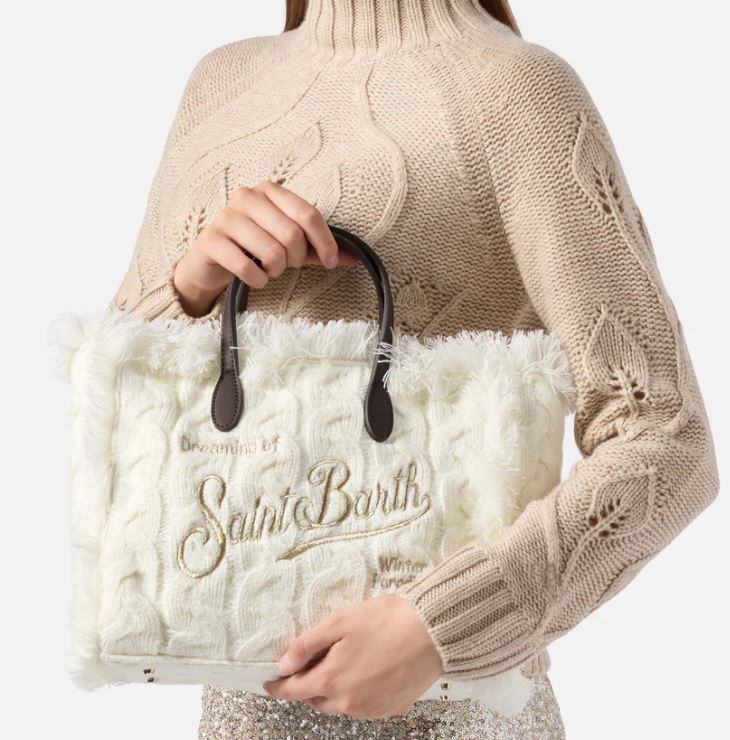 Borsa donna MC2 Saint Barth a mano Colette Wool Braid a trecce - BIANCO - immagine 2