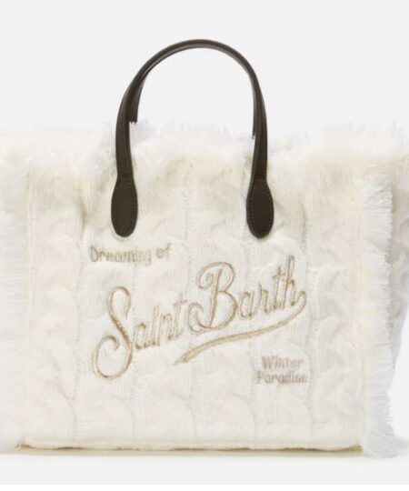 Borsa donna MC2 Saint Barth a mano Colette Wool Braid a trecce - BIANCO