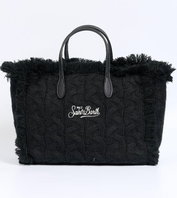 Borsa donna MC2 Saint Barth a mano Colette Wool Braid a trecce - NERO - immagine 3