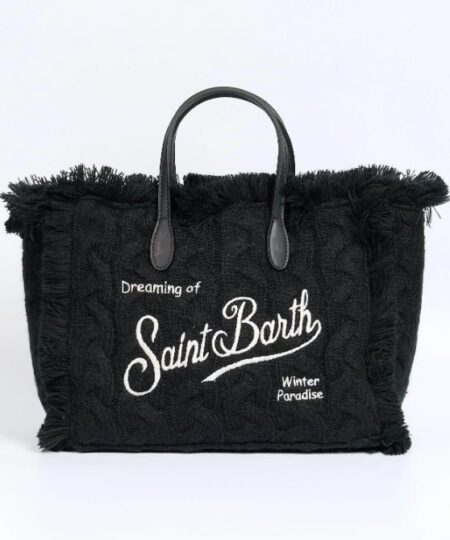 Borsa donna MC2 Saint Barth a mano Colette Wool Braid a trecce - NERO