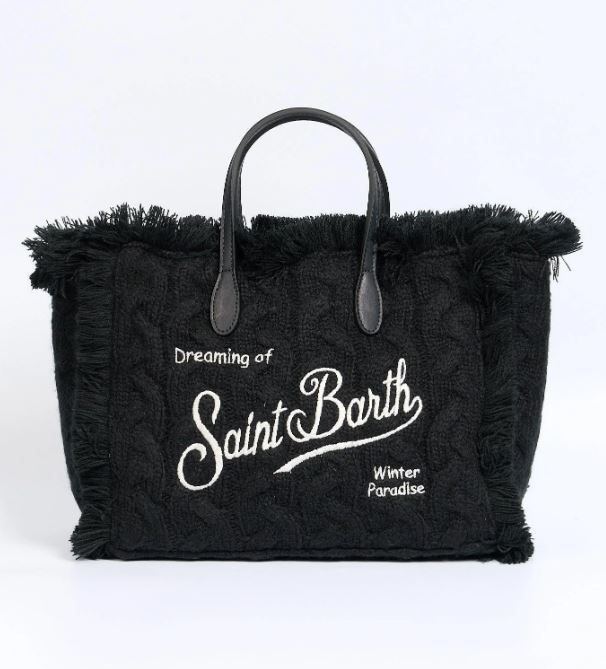 Borsa donna MC2 Saint Barth a mano Colette Wool Braid a trecce - NERO