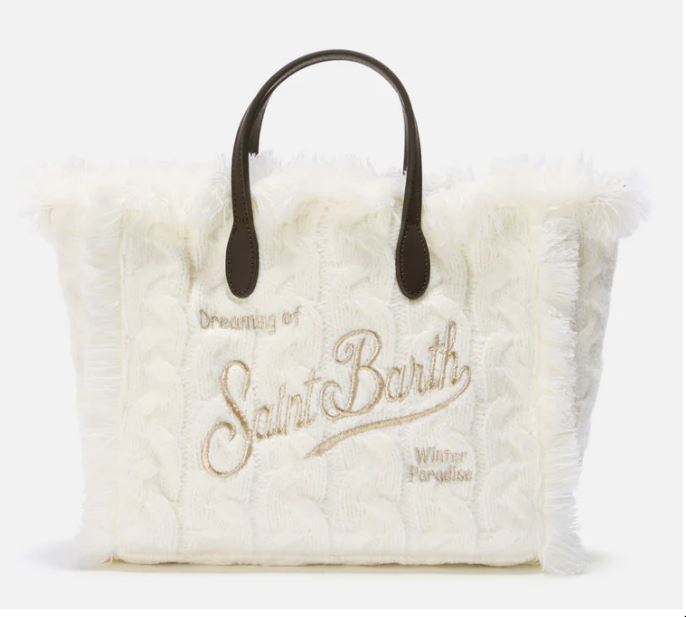 Borsa donna MC2 Saint Barth a mano Colette Wool Braid a trecce - BIANCO