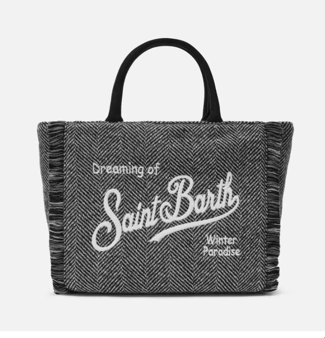 Borsa donna MC2 Saint Barth a mano Colette Wool in misto lana spigata