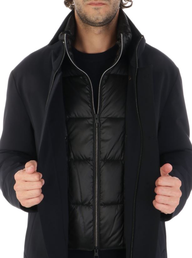 giacca MONTECORE uomo doppiopetto imbottita in piuma - Dark Blue - immagine 3