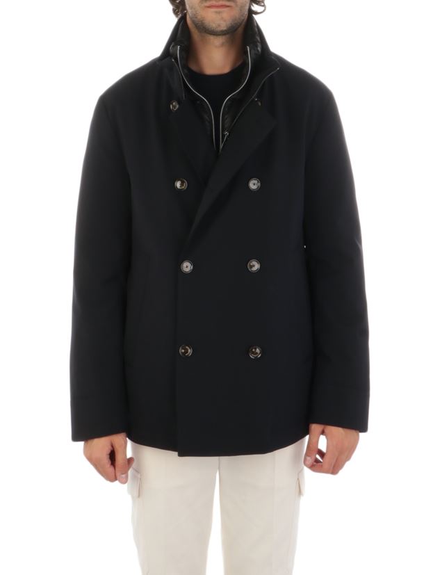 giacca MONTECORE uomo doppiopetto imbottita in piuma - Dark Blue