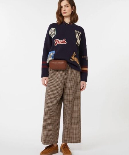 Pantalone MAX MARA WEEKEND instuoia di lana e cotone - vinaccia EBE