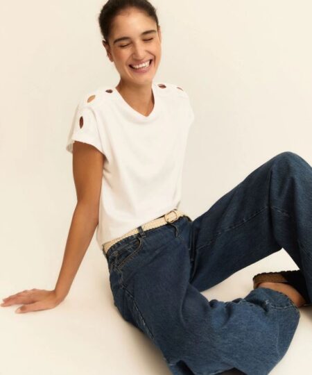 EMME di Marella - T-Shirt in jersey con maniche a kimono EMMCHIFFON - Bianco Ottico