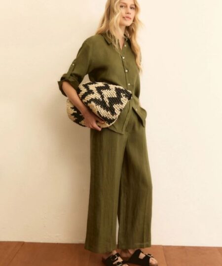 EMME di Marella - Pantalone dritto in lino EMMCLAVA - Militare