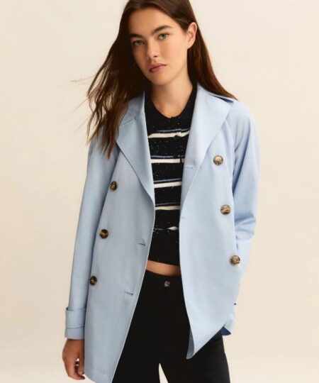 EMME di Marella - Trench corto doppiopetto antigoccia EMMSOTTILE - Azzurro