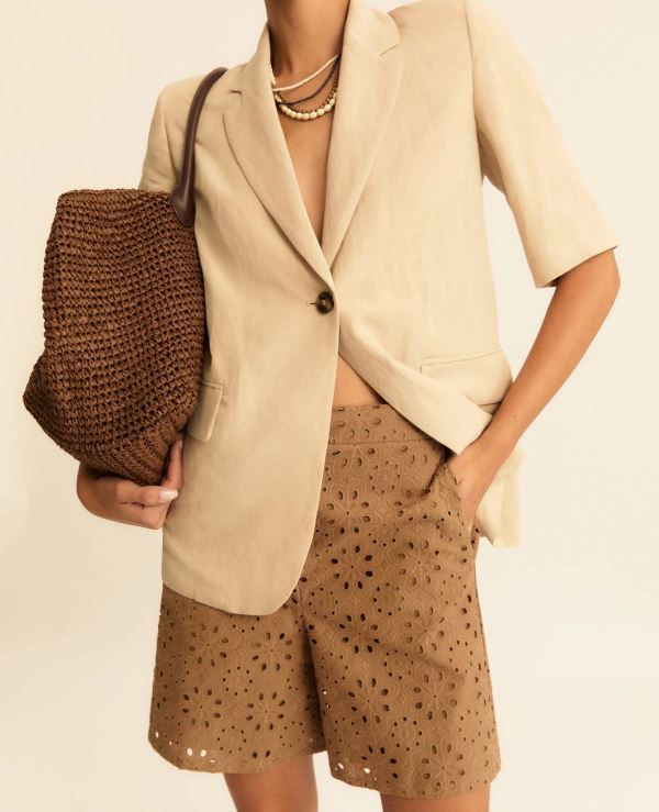 EMME di Marella - Bermuda in mussola con ricamo sangallo EMMSTADIO - Cammello - immagine 2