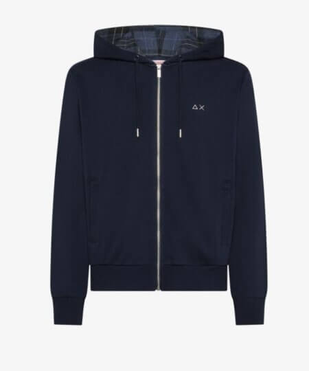 Felpa SUN68 uomo in misto cotone con cappuccio e zip - NAVY BLUE