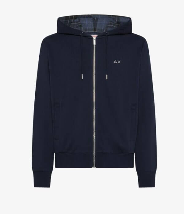 Felpa SUN68 uomo in misto cotone con cappuccio e zip - NAVY BLUE