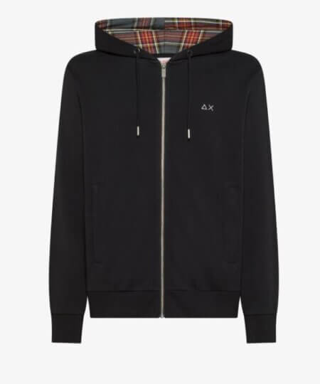 Felpa SUN68 uomo in misto cotone con cappuccio e zip - NERO
