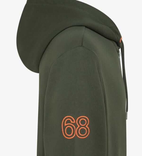 Felpa SUN68 uomo in cotone con cappuccio e logo fluo - MILITARE SCURO - immagine 2
