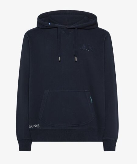Felpa SUN68 in cotone vintage con cappuccio - Navy Blue