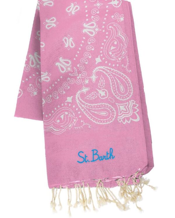 Telo mare MC2 Saint Barth Foutas in cotone con jacquard bandana 21 ROSA