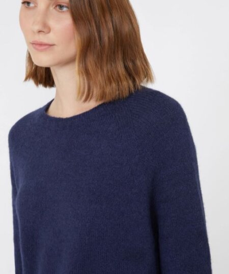 Maglia MAX MARA WEEKEND girocollo in alpaca e cotone blu marino - GHIACCI