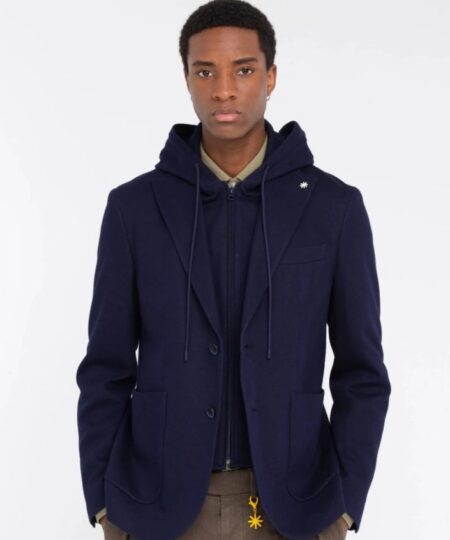 Giacca con cappuccio MANUEL RITZ monopetto sfoderata - BLU