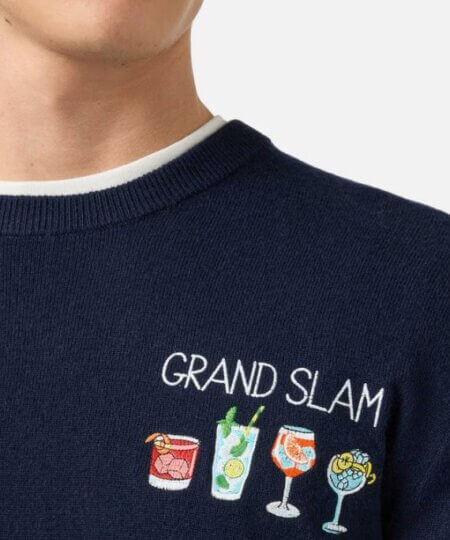 Maglione uomo MC2 Saint Barth girocollo Heron Light con ricamo ''Grand Slam''