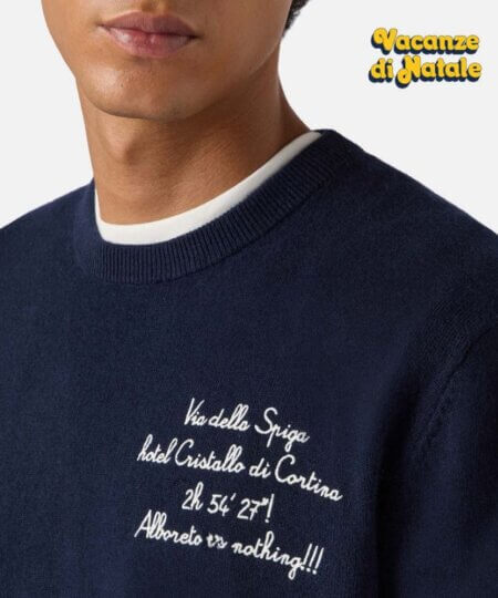Maglione uomo MC2 Saint Barth girocollo Heron Light con ricamo ''Via della Spiga… Alboreto is nothing!" | VACANZE DI NATALE SPECIAL EDITION