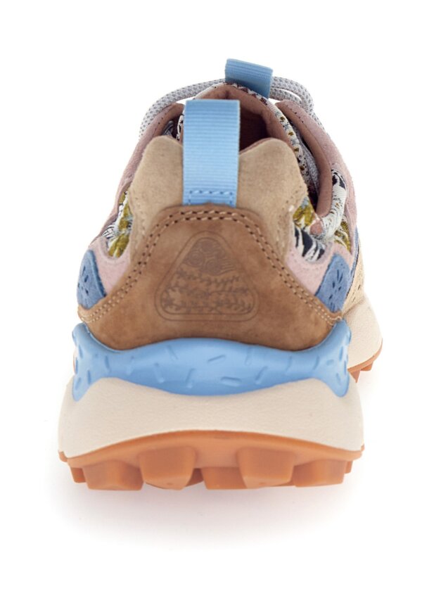 Sneakers FLOWERMOUNTAIN Yamano 3 Woman suede/jaquard flowers print light brown-beige-light blue - immagine 2