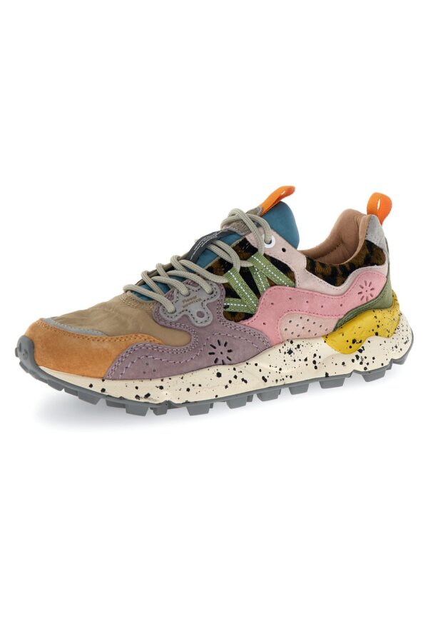 Sneakers FLOWERMOUNTAIN Yamano 3 Woman suede/nylon/knitted fabric leo light mustard-grey-cipria