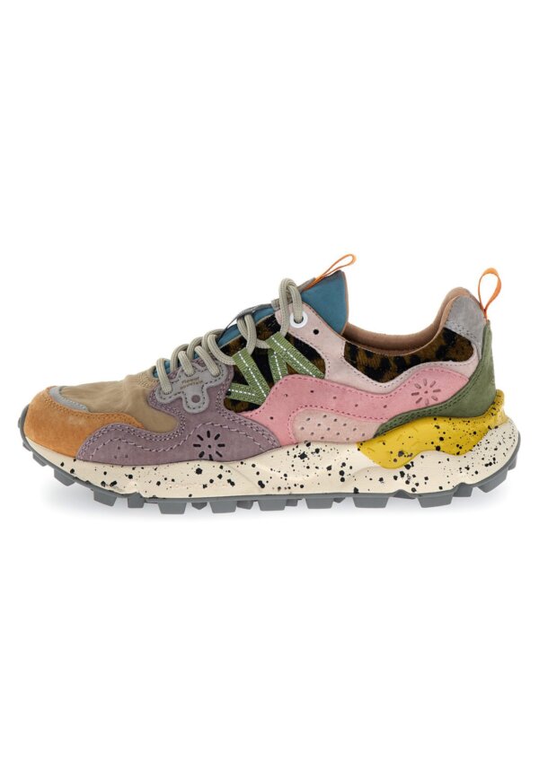 Sneakers FLOWERMOUNTAIN Yamano 3 Woman suede/nylon/knitted fabric leo light mustard-grey-cipria - immagine 3