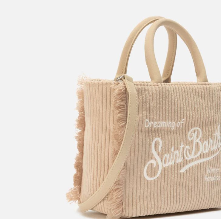 Borsa donna MC2 Saint Barth a mano Vanity mini Corduroy in velluto a coste e faux suede - BEIGE - immagine 3