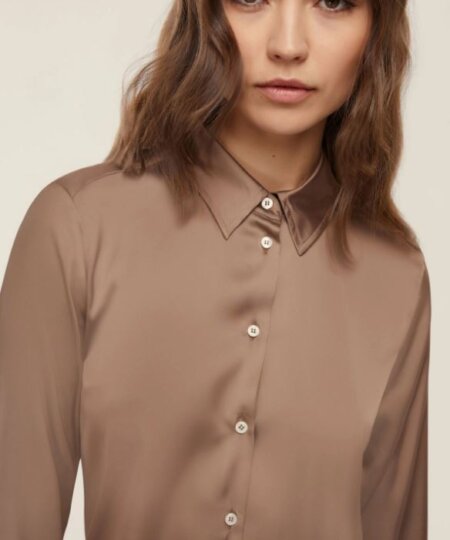 Camicia EMME di MARELLA in raso leggero, tortora NAPLES