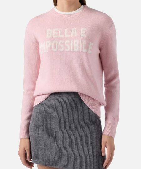 Maglione MC2 SAINT BARTH donna NEW QUEEN in misto cashmere ROSA con jacquard BELLA  E IMPOSSIBILE