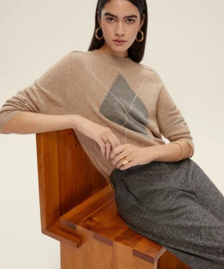 Maglia EMME di MARELLA boxy con filo di lurex cammello - NOVELLA