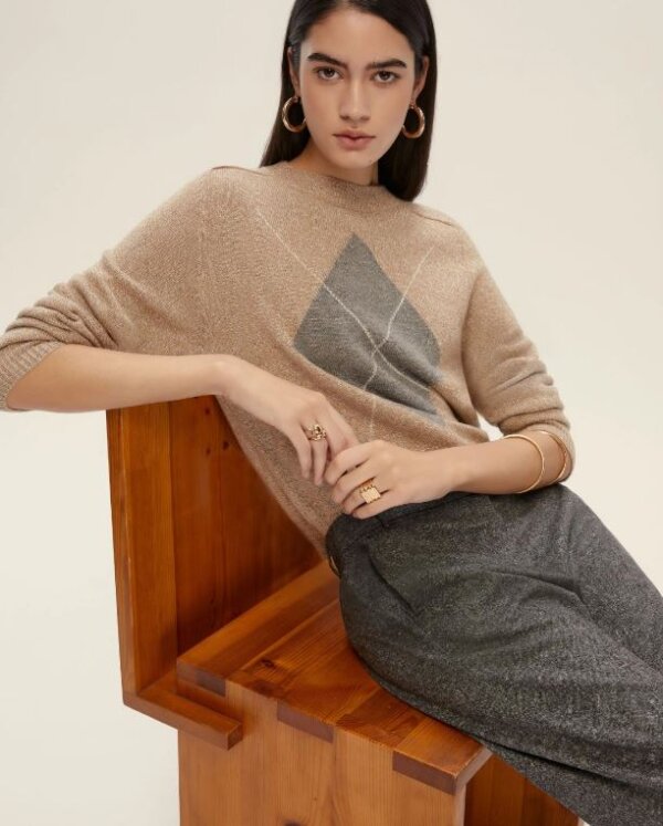 Maglia EMME di MARELLA boxy con filo di lurex cammello - NOVELLA