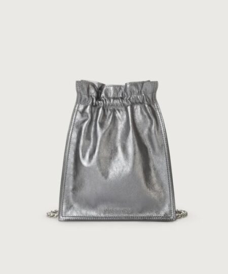 Orciani Mini Bag a sacchetto Petit Pepita in pelle con tracolla - TITANIO