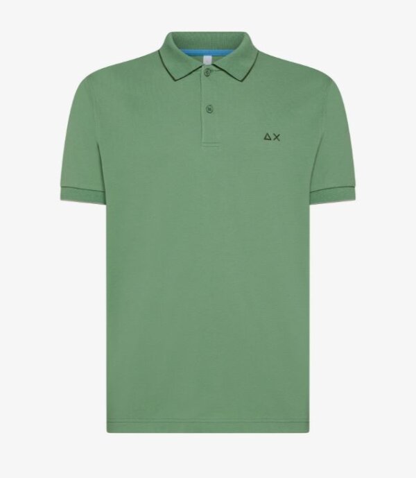 Polo SUN68 uomo small stripes on collar col. VERDE SALVIA