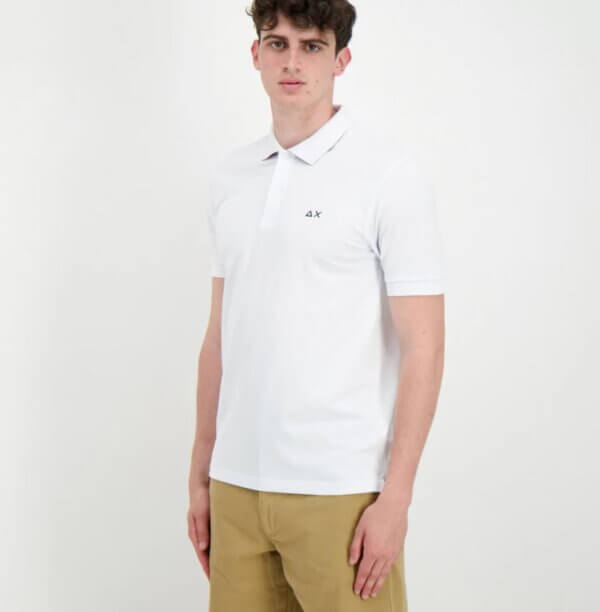 Polo SUN68 uomo under collar print col. Bianco