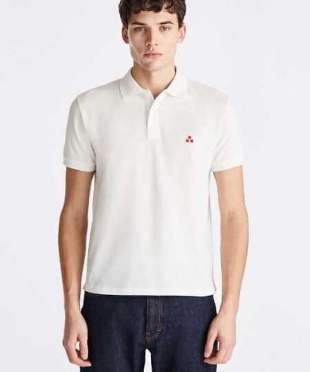 Polo PEUTEREY in cotone piqué con logo ricamato ZENO 02 - BIANCO