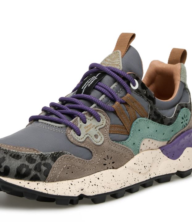 Sneakers FLOWERMOUNTAIN Yamano 3 Woman suede/pony hair/nylon dark grey-anthracite-bottle - immagine 2