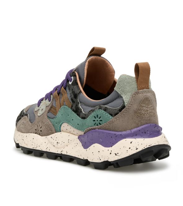 Sneakers FLOWERMOUNTAIN Yamano 3 Woman suede/pony hair/nylon dark grey-anthracite-bottle - immagine 3