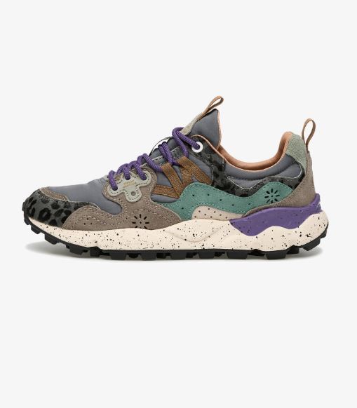 Sneakers FLOWERMOUNTAIN Yamano 3 Woman suede/pony hair/nylon dark grey-anthracite-bottle