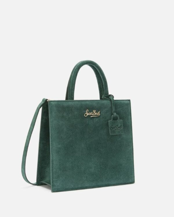 Borsa MC2 Saint Barth a mano Shop Bag Midi in pelle scamosciata Verde - immagine 2