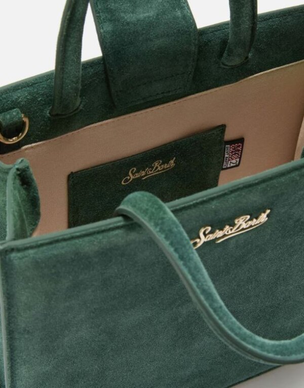 Borsa MC2 Saint Barth a mano Shop Bag Midi in pelle scamosciata Verde - immagine 3