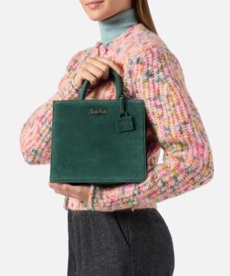 Borsa MC2 Saint Barth a mano Shop Bag Midi in pelle scamosciata Verde