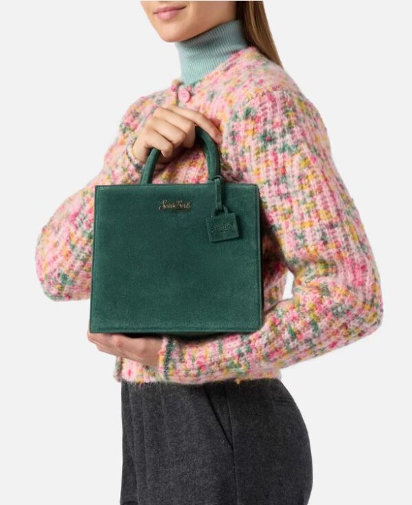 Borsa MC2 Saint Barth a mano Shop Bag Midi in pelle scamosciata Verde