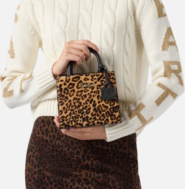 Borsa MC2 Saint Barth Shop Bag Mini in cavallino con stampa animalier LEOPARD