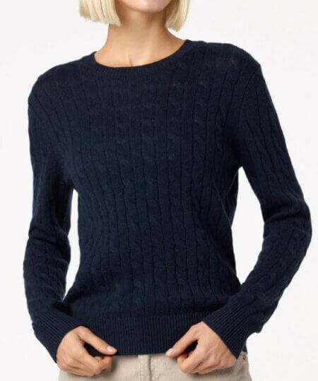 Maglione MC2 SAINT BARTH donna Sorbonne lavorato a maglia a trecce in pura lana - NIGHT BLUE
