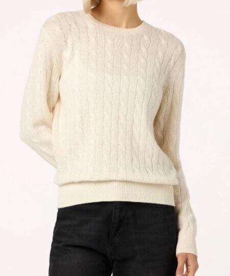 Maglione MC2 SAINT BARTH donna Sorbonne lavorato a maglia a trecce in pura lana - OFF WHITE